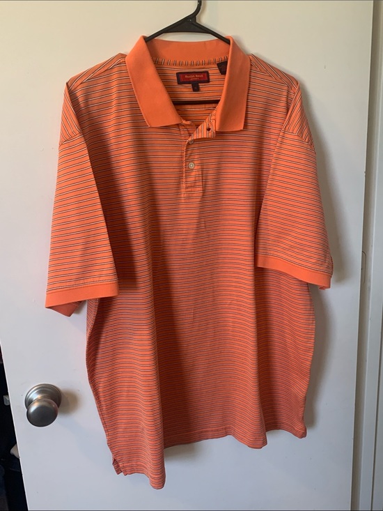 Austin Reed Other - Austin Reed Orange Polo with Thin Navy Stripes